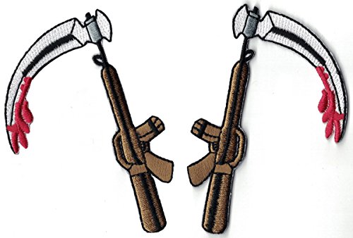 Collar Scythes Biker Outlaw rebell Motorcycles MC Patch Set 2pcs