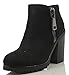 Soda Women's Daily Faux Nubuck Leather Side Zipper Ankle Bootie Heel