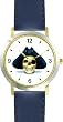 Skull with Eye Patch and Three Corner Hat - Pirate Theme - JP - WATCHBUDDY&reg; DELUXE TWO-TONE THEME WATCH - Arabic Numbers - Blue Leather Strap-Size-Large ( Men's Size or Jumbo Women's Size )