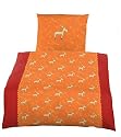 CASA D'OR 4006712076230 135/200+ 80/80 rot Biber-Bettw&auml;sche "Elch Lars", 100% Cotton (Baumwolle)