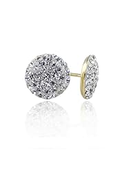 14K Yellow Gold White Flat Swarovski Crystal Stud Screwback Earring with Screw Back For Girls
