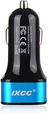 iXCC&reg; Dual USB 4.8 Amp (24 Watt) SMART Universal High Capacity [High Power] [Small Size] FAST Car charger with Exclusive ChargeWise (tm) Technology, for Apple iPhone 4/4s/5s/ 5c/ 5/ 6/ 6 Plus; iPad Air/Air 2, iPad Air mini/mini 3; Samsung Galaxy S5 S4; Note 3 2; the new HTC One (M8); Fire Phone; Google Nexus and More [Blue]