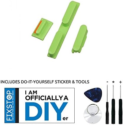New iPhone 5C Vibrate Mute Switch Volume and Power Button Replacement Part with Tools Kit (Green) - FIXSTOP®