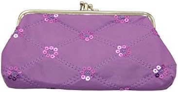 Women Sequins Exquisite Clasp Coin Purse Solid Wallet Hasp Clutch Bag for Girls BG00 (purple)