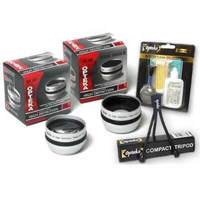 Opteka .5x Wide Angle 2x Telephoto HD Lens Set for Sony HDR-CX7, HDR-HC9, HDR-SR5, HDR-SR12, HDR-SR11 Digital Handycam Camcorder