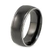 Black Plated Titanium Ring with Grooved Lines (8.0mm) - Sizes 6 - 13