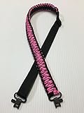 NEW Adjustable Reversible 550LB Paracord Rifle Gun Sling Strap with Swivels (Bright Pink Camo & Black)