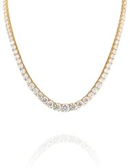Bling Jewelry Gold Vermeil Graduated Prong CZ Tennis Necklace 16in