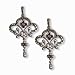 Fleur-de-lis Silver Ruby Natural Seed Pearl Earrings - by Dahlia Vintage Jewelry Collection