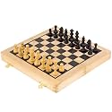 10 Inch Ebony and White Wood Folding Chess Set