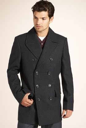 Autograph Double Breasted Wool Pea Coat