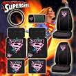 8pc Supergirl Car Mats Seat Covers Steering Covers CD Visor Organizer Set