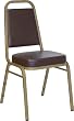 Hercules&trade; Series Upholstered Stack Chair with Trapezoidal Back and a 2.5'' Padded Foam Seat - Brown Vinyl with Gold Frame [FD-BHF-1-ALLGOLD-BN-GG]