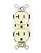 Leviton 5352-I 20-Amp, 125 Volt, Industrial Heavy Duty Grade, Duplex Receptacle, Straight Blade, Self Grounding, Ivory