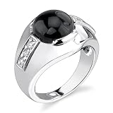 Image of Ultra-chic Glamour: Sterling Silver Celebrity Inspired Art Nouveau Style Size 7 Right hand Ring with Black Onyx and CZ Diamonds