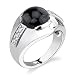 Ultra-chic Glamour: Sterling Silver Celebrity Inspired Art Nouveau Style Size 7 Right hand Ring with Black Onyx and CZ Diamonds