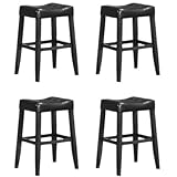 Kitchen Counter Wood Barstools 4 29" Saddle Back in Black