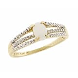 10k Yellow Gold Oval Cut Opal and Diamond Bridge Ring