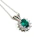 Emerald and Diamond Pendant Necklace, 18k White Gold, 18 Chain, (T.w 0.65)