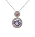 14k White Gold Amethyst and Pink Tourmaline Pendant, 18"