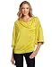 Evolution by Cyrus Women's Side Button Drape Neck Dolman Sleeve Top, Citron, Small