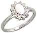 14 Karat Weissgold Stein Trauben Ring, mit 0.25 Karat Brilliantschliff Diamanten & 0.46 Karat Ovalschliff Opal Stein, (11mm) breit