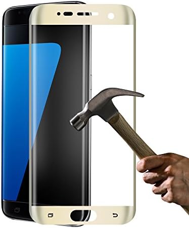 JUNCHI Samsung Galaxy S7 Edge Glass Screen Protector,Full Screen 3D Curved Tempered Glass Screen Protector for Samsung Galaxy S7 Edge(Golden)