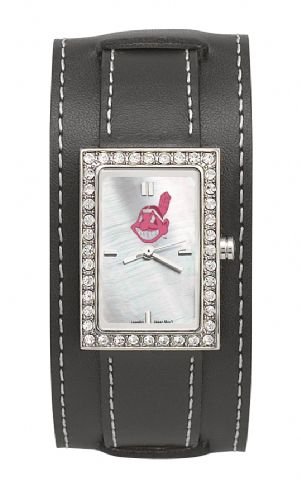 Cleveland Indians Starlette Black Leather Watch
