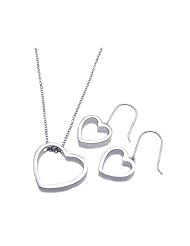 Nickel Free Sterling Silver Pendant & Earring Sets Open Heart Set
