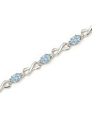 10kt Yellow Gold Oval Aquamarine and Diamond Bracelet