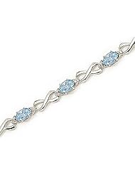 14kt Yellow Gold Oval Aquamarine and Diamond Bracelet