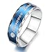 KONOV Stainless Steel Cubic Zirconia Classic Forever Love Couples Promise Ring Mens Womens Wedding Band, Blue Silver