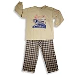 Mis Tee V-Us - Boys Long Sleeve Pant Set, Tan, Navy