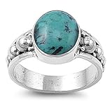 925SterlingSilverRingwithGenuineTurquoiseStone-UnisexRing-Size7