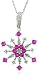 Jewelry : Sterling Silver Ruby w/ Tsavorite and Diamond Accent Snowflake Pendant, 17.5"