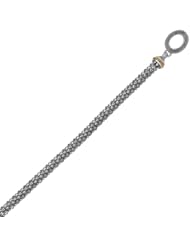 18K Yellow Gold and Sterling Silver Popcorn Bracelet with Cable Motif
