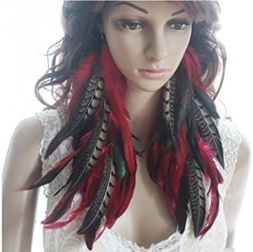 Feather Earrings for Women Natural Red Long Feather Earrings for Women