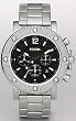 Fossil #FS4521 Men's Stainless Steel Black Dial Chronograph Watch