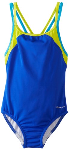 Speedo Girls Youth Solid Splice Crossback One-Piece Swimsuit