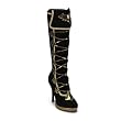 Womens Sexy 4 1/2 Inch High Heel Lace-Up Front Carnival Pirate Costume Knee High Boot Black