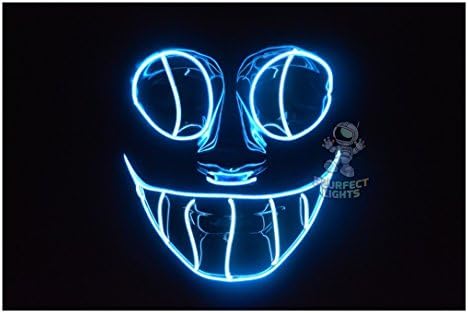 El Wire Mask Cheshire Cat Halloween Mask (Blue/White)