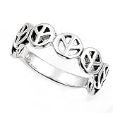 Sterling Silver Ring - Peace Sign - Size: 4-10