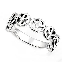 Sterling Silver Ring - Peace Sign - Size: 4-10