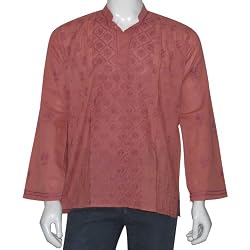 Mens Embroidered Kurta Casual Cotton Shirt India Size M Chest 40 inches (gck177a)