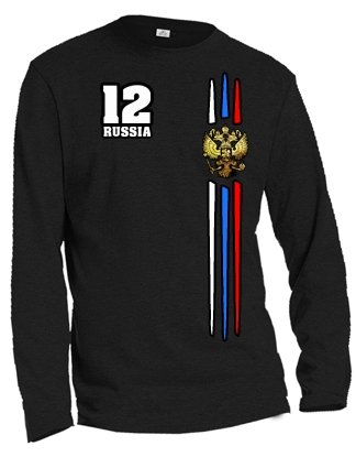RUSSIA FAN SHIRT – RUSSLAND – HERREN – LONGSLEEVE in Schwarz by Jayess Gr. S