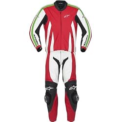 Alpinestars Monza Men's 2-Piece Leather Sports Bike Motorcycle Race Suits - Red/White/Green