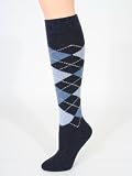 Argyle Knee Hi Socks Wool Cashmere Blend 4 Color Options Womens