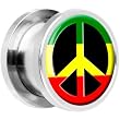 20mm Steel Rasta Peace Sign Screw Fit Plug