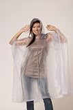 Clear Emergency Rain Poncho Coat Rainwear w/ Hood & Sleeve