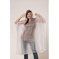 Clear Emergency Rain Poncho Coat Rainwear with Hood & Sleeve